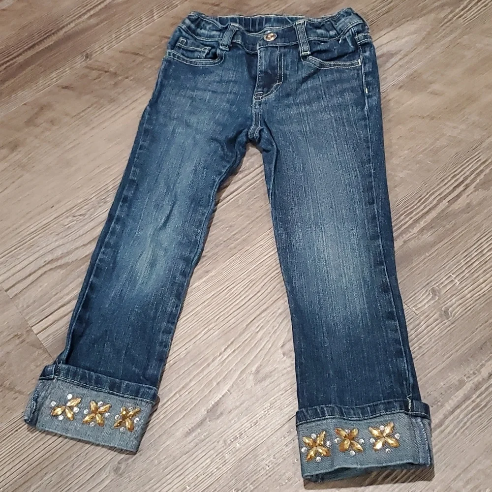 Gymnoree Cuffed Jeans with Rhinestone Size 4
